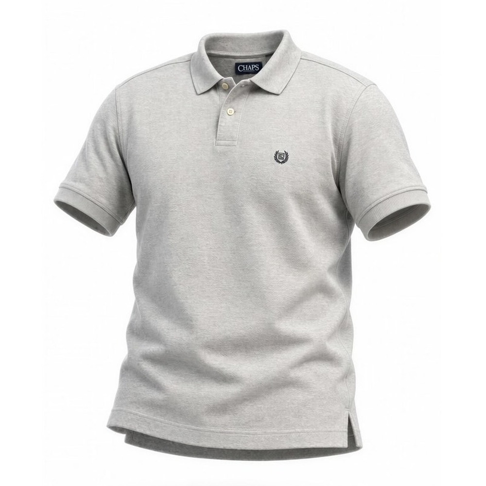 Chaps Polo Shirt Mens Large‎ Gray Heather Short Sleeve Embroidered Logo